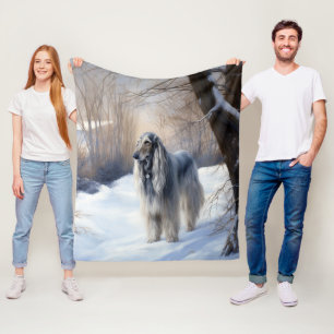 Afghanisches Hound lassen es Weihnachten schnee Fleecedecke