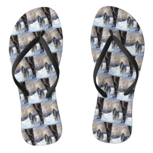 Afghanisches Hound lassen es Weihnachten schnee Flip Flops
