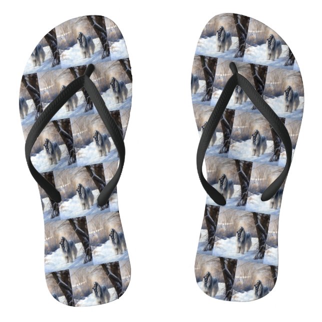 Afghanisches Hound lassen es Weihnachten schnee Flip Flops (Fußbett)