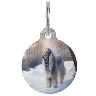 Afghanisches Hound lassen es Weihnachten schnee Haustiermarke