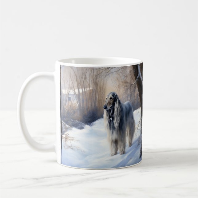 Afghanisches Hound lassen es Weihnachten schnee Kaffeetasse (Links)