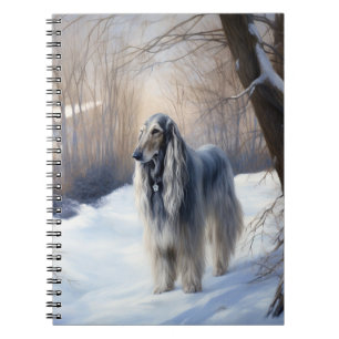 Afghanisches Hound lassen es Weihnachten schnee Notizblock