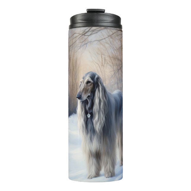 Afghanisches Hound lassen es Weihnachten schnee Thermosbecher (Vorderseite)