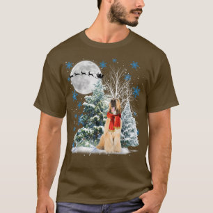 Afghanisches Hound unter Mondlicht Schnee Weihnach T-Shirt