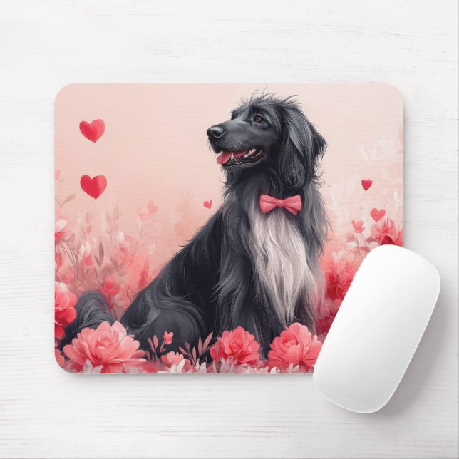 Afghanisches Hund mit Rose - Valentinstag Mousepad (Mit Mouse)