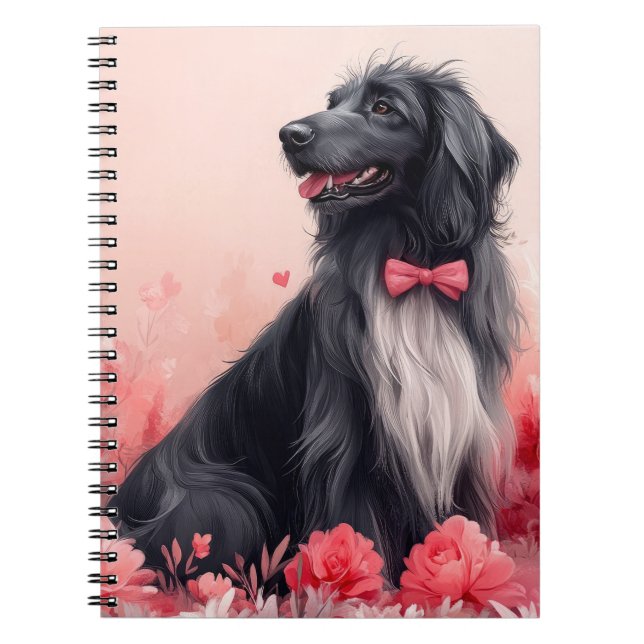 Afghanisches Hund mit Rose - Valentinstag Notizblock (Vorderseite)