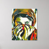 afghanisches Mädchen mit Ölportrait mit grünen Aug