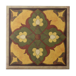 Afghanisches Muster in Senf, Russet und Olive Gree Fliese