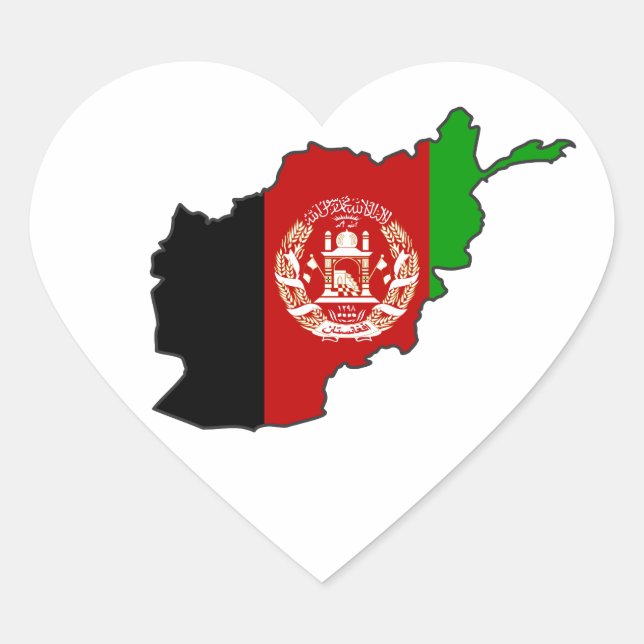 Afghanistan-Flag-Karte Herz-Aufkleber (Vorderseite)