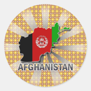 Afghanistan Flag Map 2.0 Runder Aufkleber