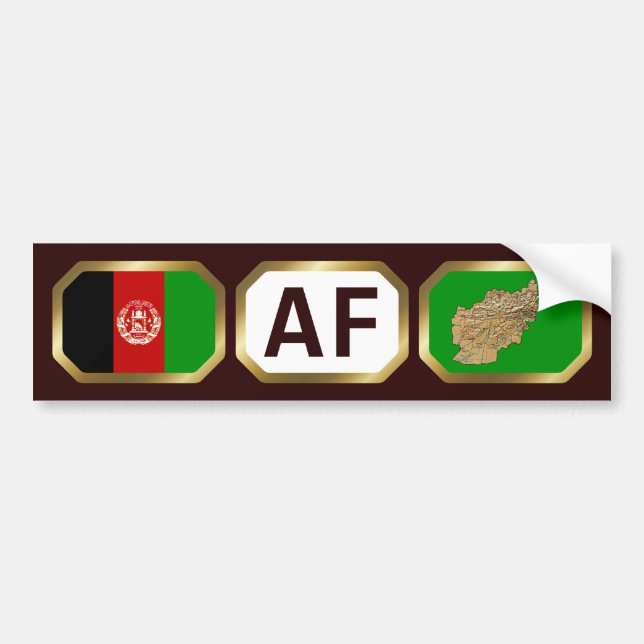 Afghanistan Flag Map Code Autoaufkleber (Vorne)