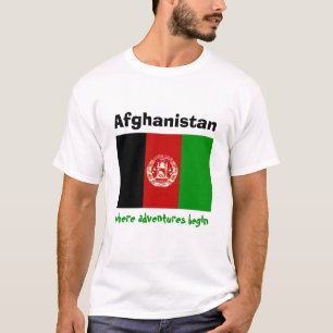 Afghanistan-Flagge + Karte + Text-T - Shirt