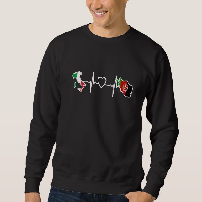 Afghanistan Italy Flag Afghan Italian Heartbeat  1 Sweatshirt (Vorderseite)