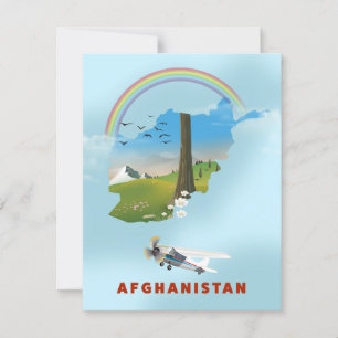 Afghanistan-Karte Landschaft Reiseplakat