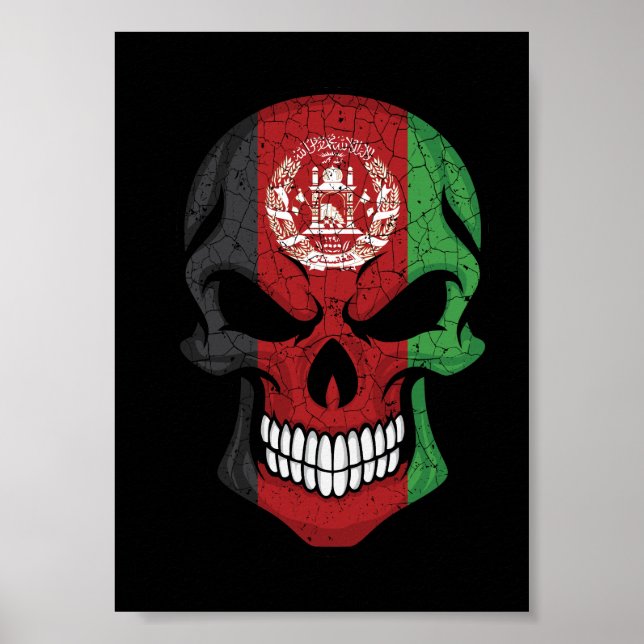 Afghanistan lächelt Schädelflagge Poster (Vorne)