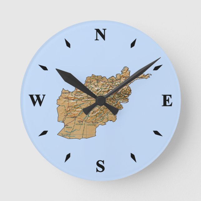 Afghanistan Map Clock Runde Wanduhr (Vorderseite)
