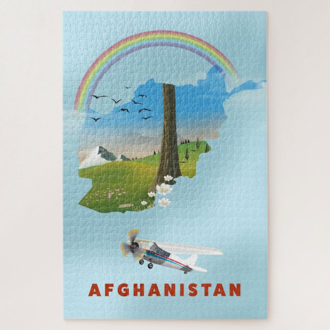 Afghanistan Map Landschaftsreisepaket Puzzle (Vertikal)