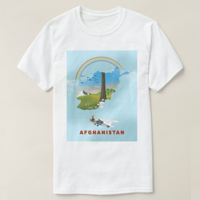 Afghanistan Map Landschaftsreisepaket T-Shirt (Design vorne)