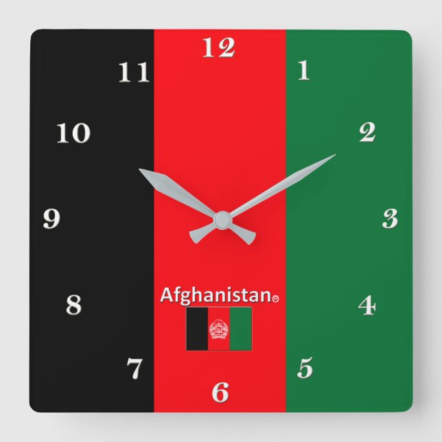 Afghanistan-Mauer-Uhr Quadratische Wanduhr (Vorderseite)