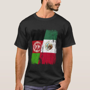 Afghanistan Mexiko Halbe Flagge Afghanischer Mexik T-Shirt
