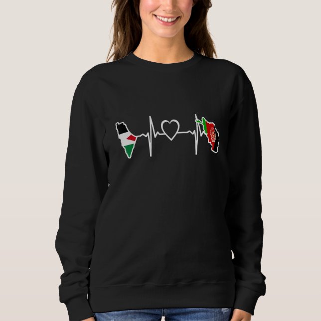 Afghanistan Palestine Flag Afghan Palestinian Hear Sweatshirt (Vorderseite)