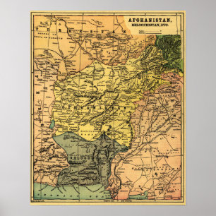 Afghanistan und umgebende Land-Karte Poster