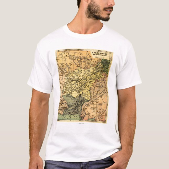 Afghanistan und umgebende Land-Karte T-Shirt (Vorderseite)