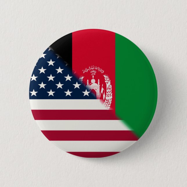 Afghanistan USA-Flagge | halber afghanischer Ameri Button (Vorderseite)