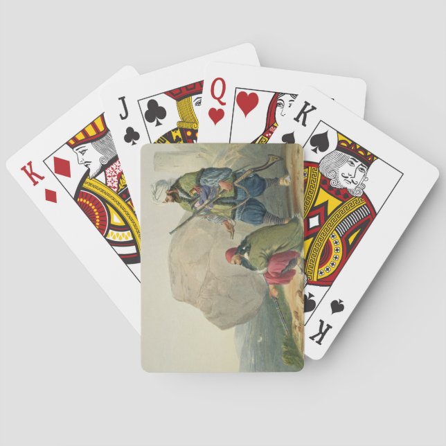 Afghaun Infanteristen in ihrem Winter kleiden, mit Spielkarten (Rückseite)