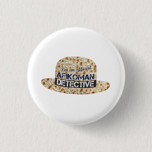 Afikoman Afikomen Detective. Matzah Passover Gesch Button (Vorderseite)