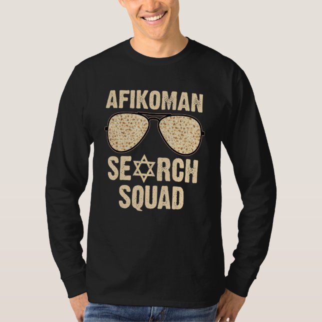 Afikoman Search Squad Funny Passover Seder Sunglas T-Shirt (Vorderseite)