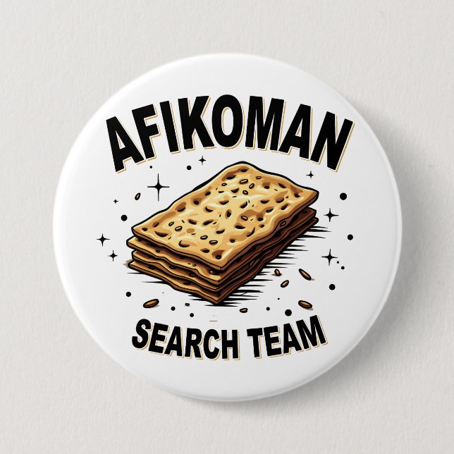 Afikoman-Suchteam Hanukkah Jüdische Lebensmittelli Button (Vorderseite)
