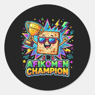 Afikomen-Champion Lustiger Pessach-Matzah-Gewinner Runder Aufkleber