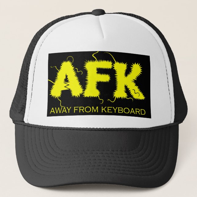 AFK Away von Keyboard Funny Yellow Typografy Truckerkappe (Vorderseite)