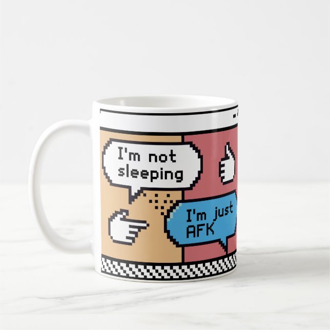 AFK-Gamer-Pixel-Art-Tasse – Lustig Retro Kaffeetasse (Links)