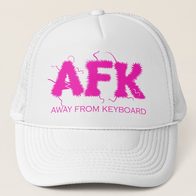 AFK weg von der Keyboard Funny Hot Pink Typografie Truckerkappe (Vorderseite)
