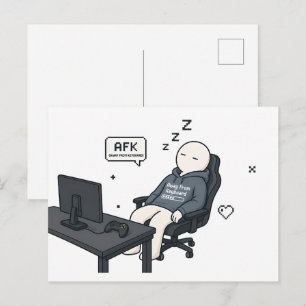 AFK Weg von der Tastatur Lustiges Gamer Meme Postkarte