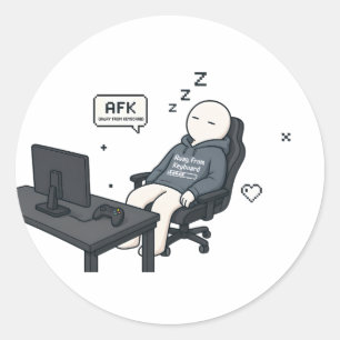 AFK Weg von der Tastatur Lustiges Gamer Meme Runder Aufkleber