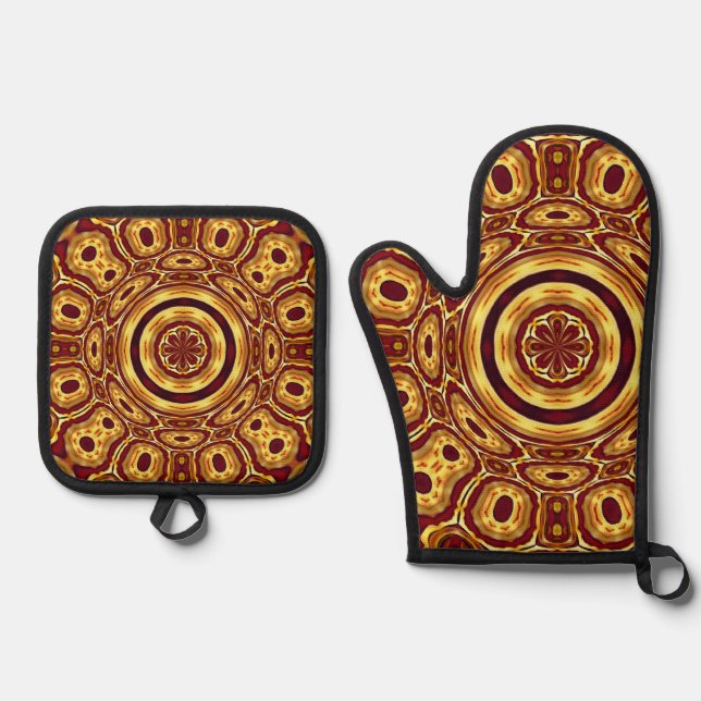 Africa Abstrakt Art Pattern Ofenhandschuh & Topflappen-Set (Vorderseite)