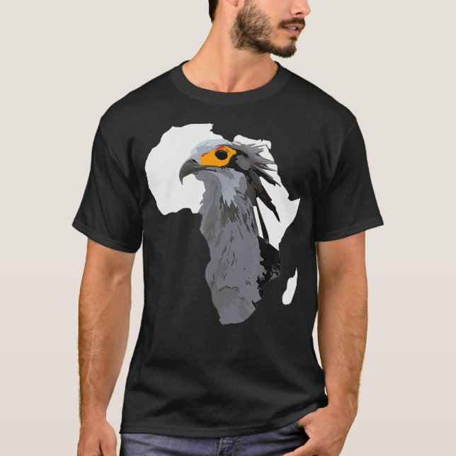 Africa African Map Secretary Bird Sagittarius T-Shirt (Vorderseite)