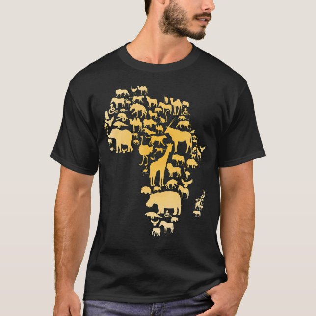 Africa Animal Map Silhouette African T-Shirt (Vorderseite)