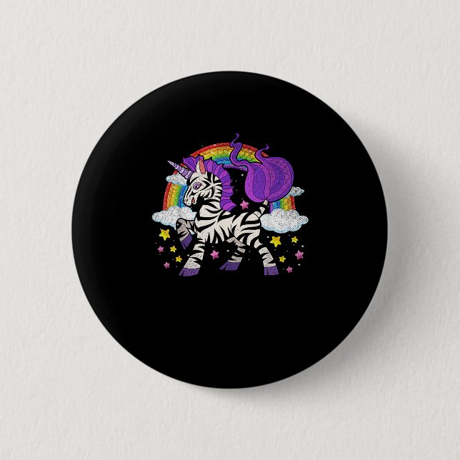 Africa Animal Rainbow Zebracorn Niedlich Zebra Fan Button (Vorderseite)