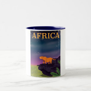 Africa Big Cat Retro Style Reiseposter Zweifarbige Tasse
