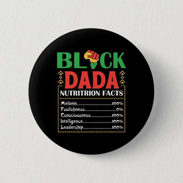 Africa Black Dada Nutrition Fact Melanin Bewusstse Button (Vorderseite)
