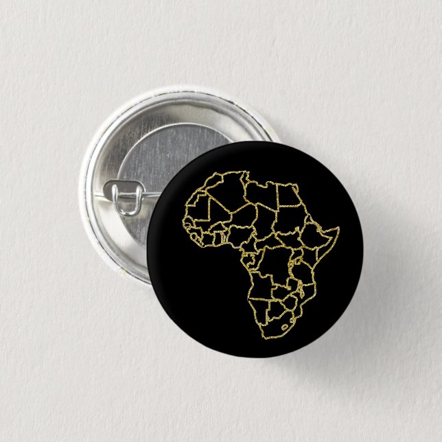 Africa Black Gold Glitzer Button Button (Vorne & Hinten)