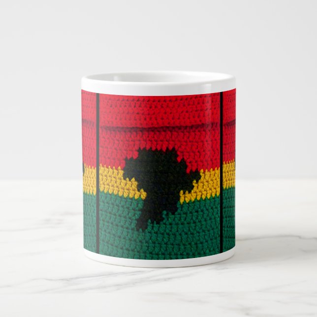 Africa Black Red Gold Green Bright Crochet Print Jumbo-Tasse (Vorderseite)