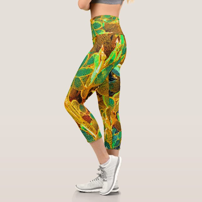 Africa Desert Cactus Pflanze Prickly Pear Capri Leggings (Links)