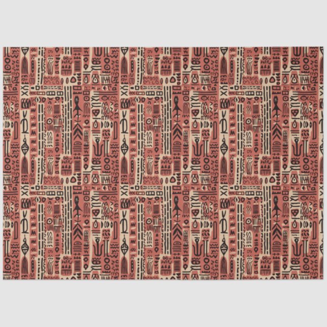 Africa Dogon Mali Ethnic Tribal Watercolor Muster Seidenpapier (Vorderseite)