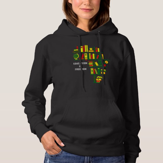 Africa Education Is Freedom Library Book Lover Bla Hoodie (Vorderseite)