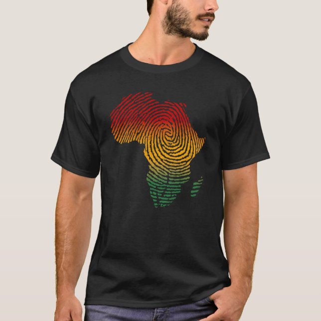 Africa Fingerprint African Flag Black Pride DNA Af T-Shirt (Vorderseite)